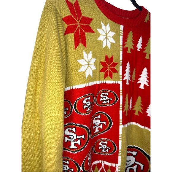 NFL San Francisco 49ers Men’s Large Busy Block Ugly Christmas Sweater Red & Gold - Picture 3 of 8